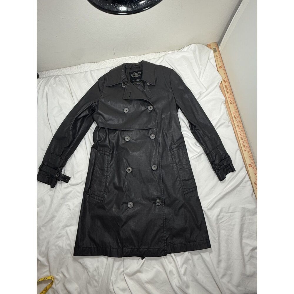 AllSaints Women's Black Waxed Hendry Trench Coat Relaxed Belted Sz 6 - Picture 6 of 6